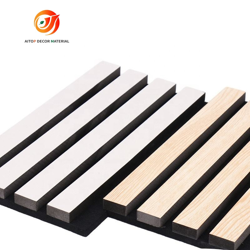 MDF Slatted Wooden Akupanel Acoustic Panel Wooden Polyester Fiber Slat Acoustic