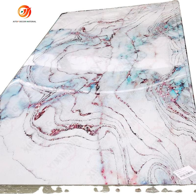 high gloss sheet 1.22m x 2.44m PVC Marble sheet panel for india customer with good UV coating china 