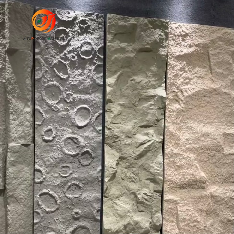 Pu stone wall panel polyurethane stone panel 3D wall panel board artificial light weights slate ston