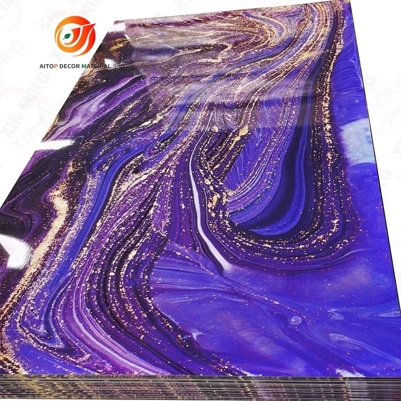 high gloss sheet 1.22m x 2.44m PVC Marble sheet panel for india customer with good UV coating china 