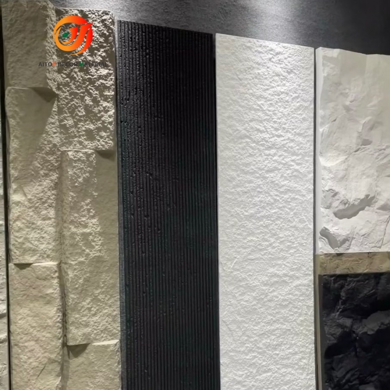 Pu stone wall panel polyurethane stone panel 3D wall panel board artificial light weights slate ston
