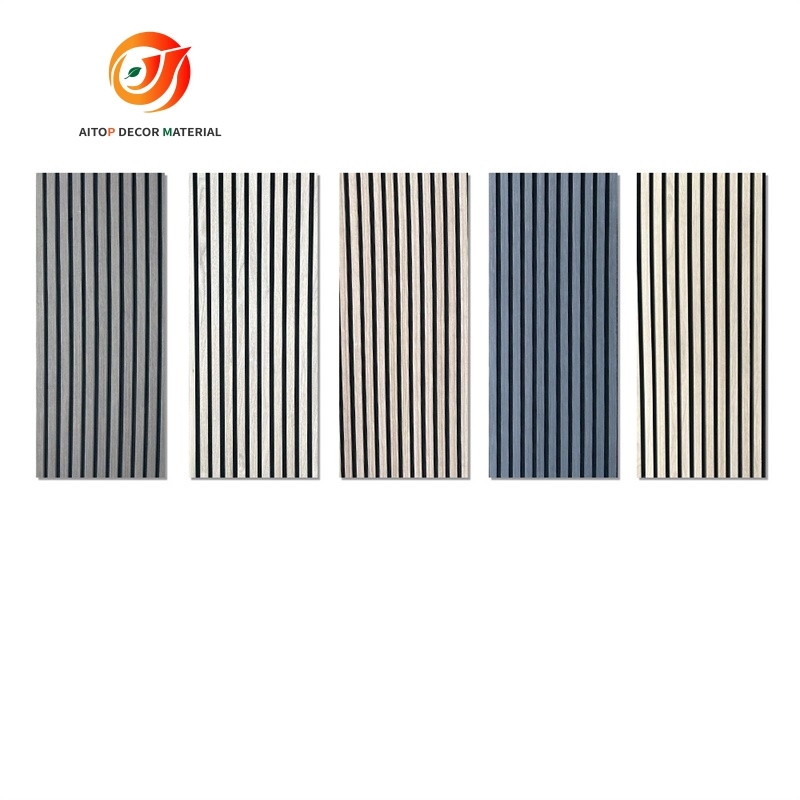 Eco-Friendly Slat Wood Panel Akupanel Veneer Pet MDF Acoustic Panel